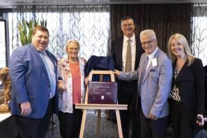 Cr Bill Tyrell from City of Parramatta Council, Joan, The member for Seven Hills, the Hon Mark Taylor MP, Tony, Roseanne Cartwright, Director of Communications Opal Aged Care.