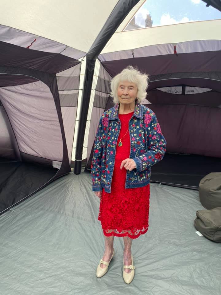 Resident Iris Mayled-Overill tours one of the tents. Republished with permission.