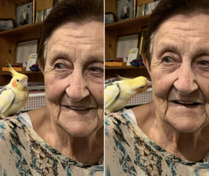 Resident Mary enjoys the company of friendly, Ziggy. Image supplied.