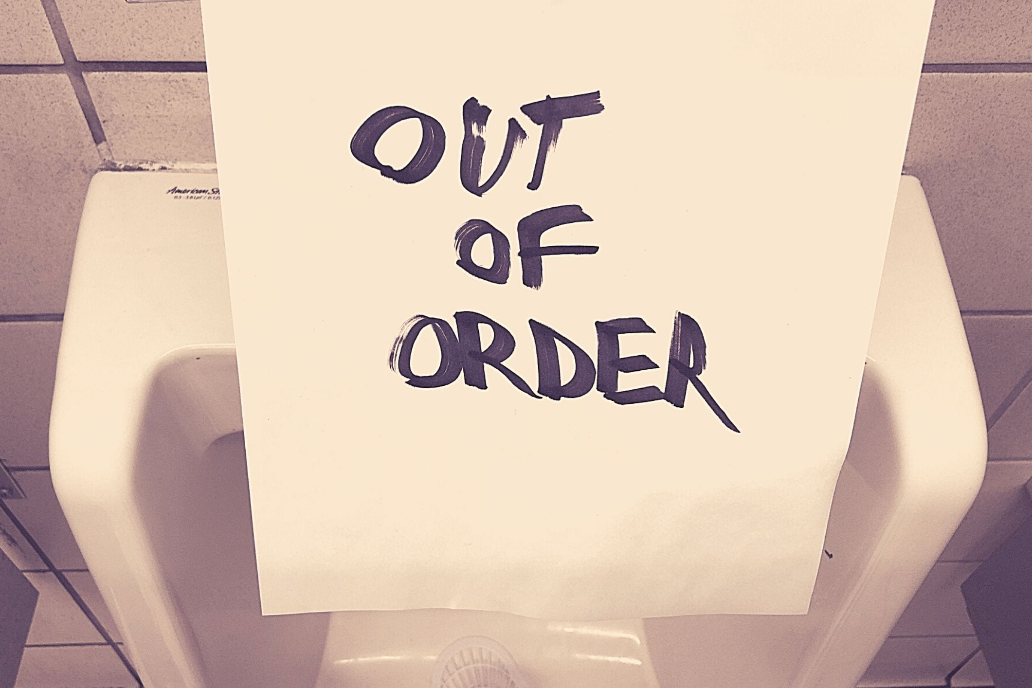 Out of order toilet sign