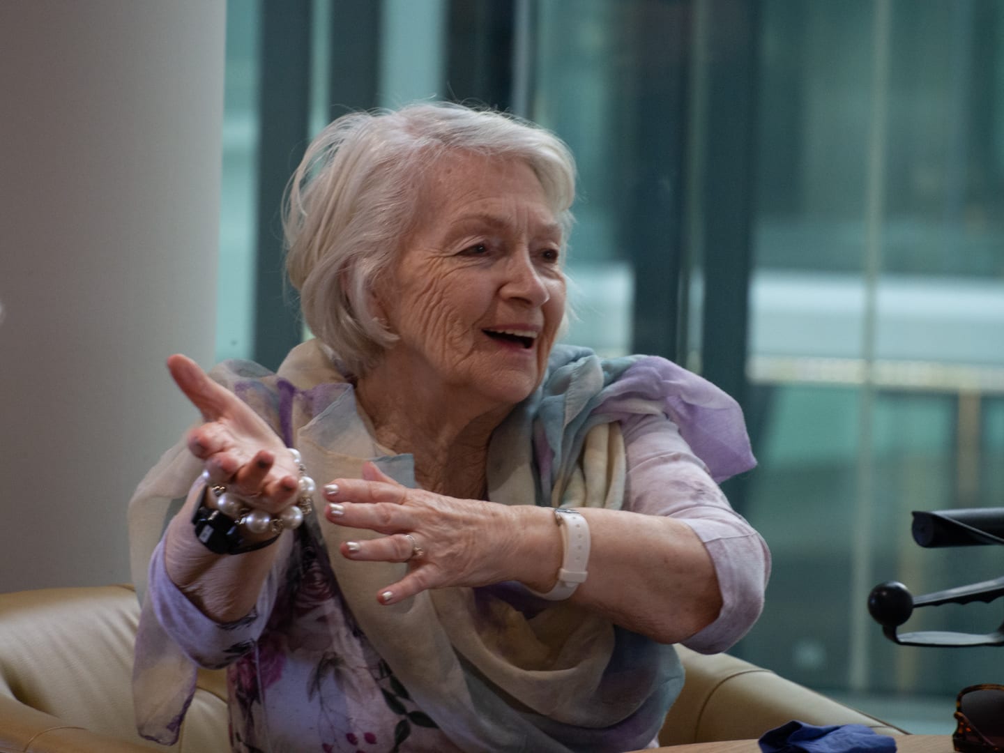 Happy lady in aged care home