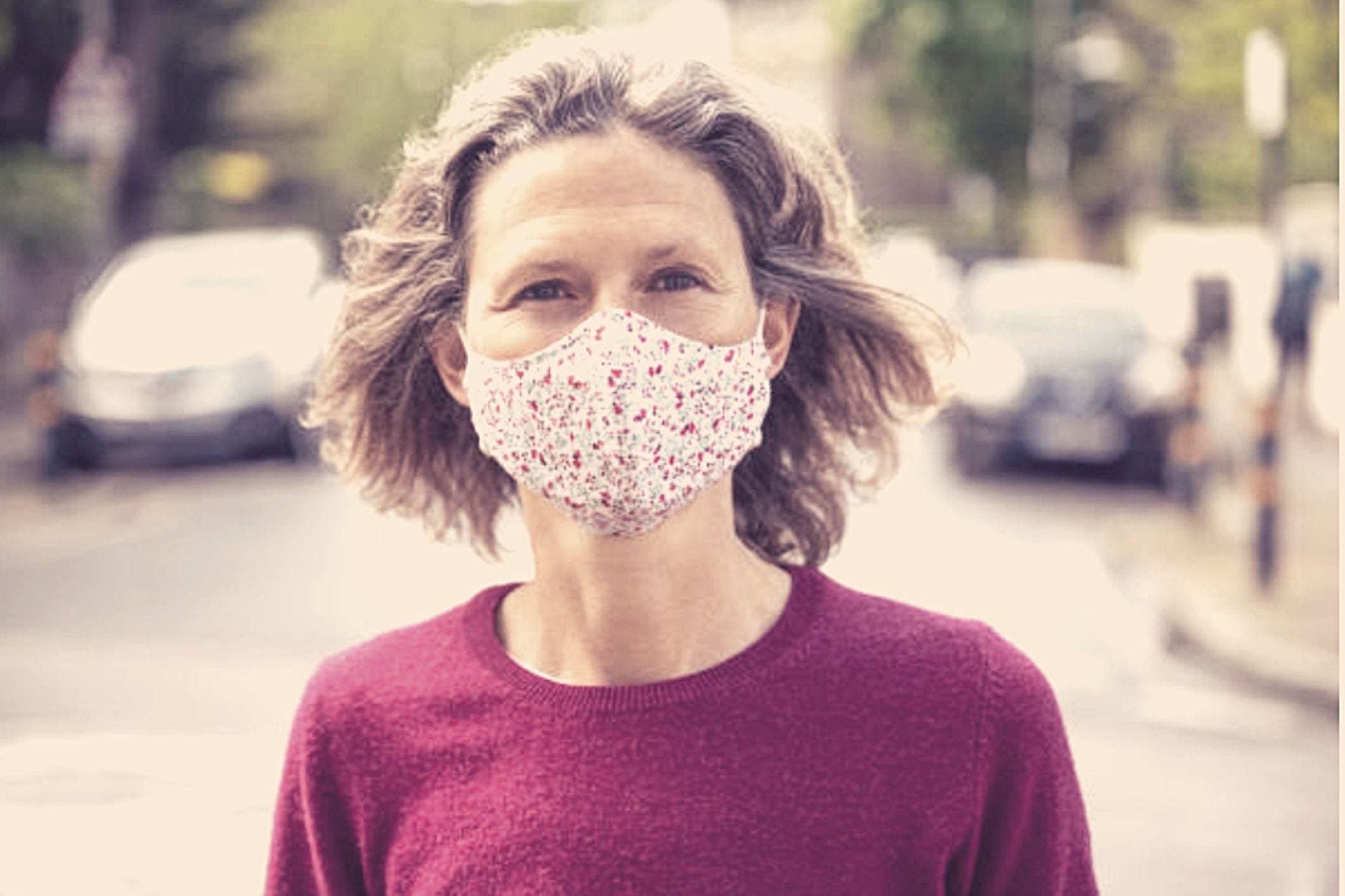 Woman wearing face mask in public