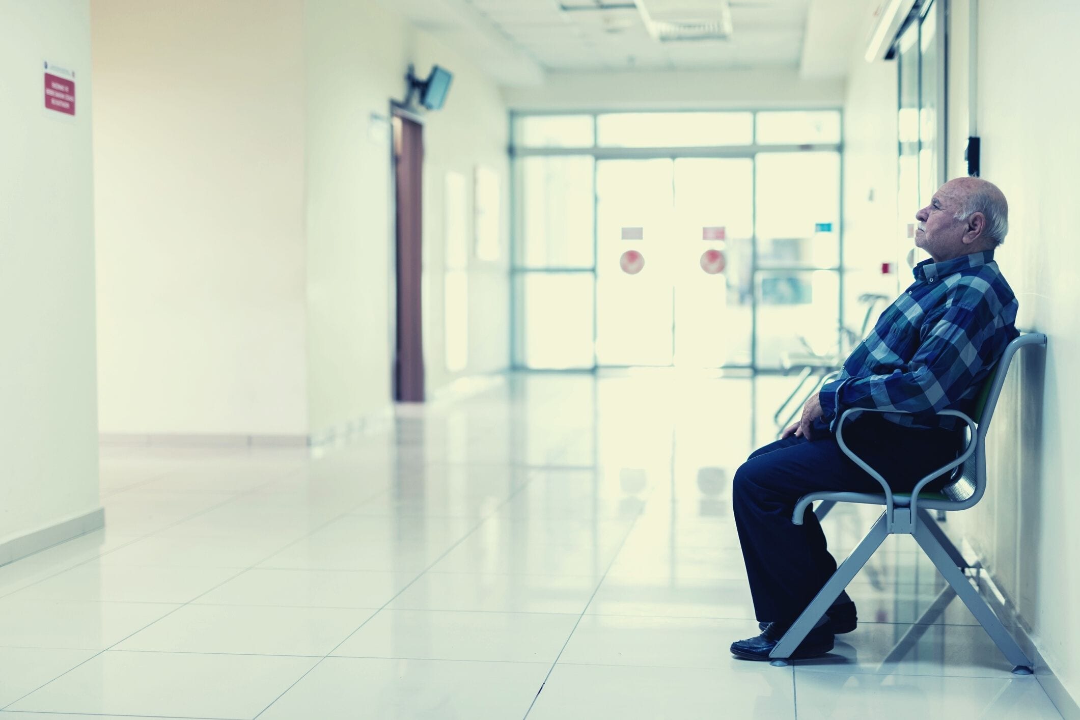 Senior man waiting room