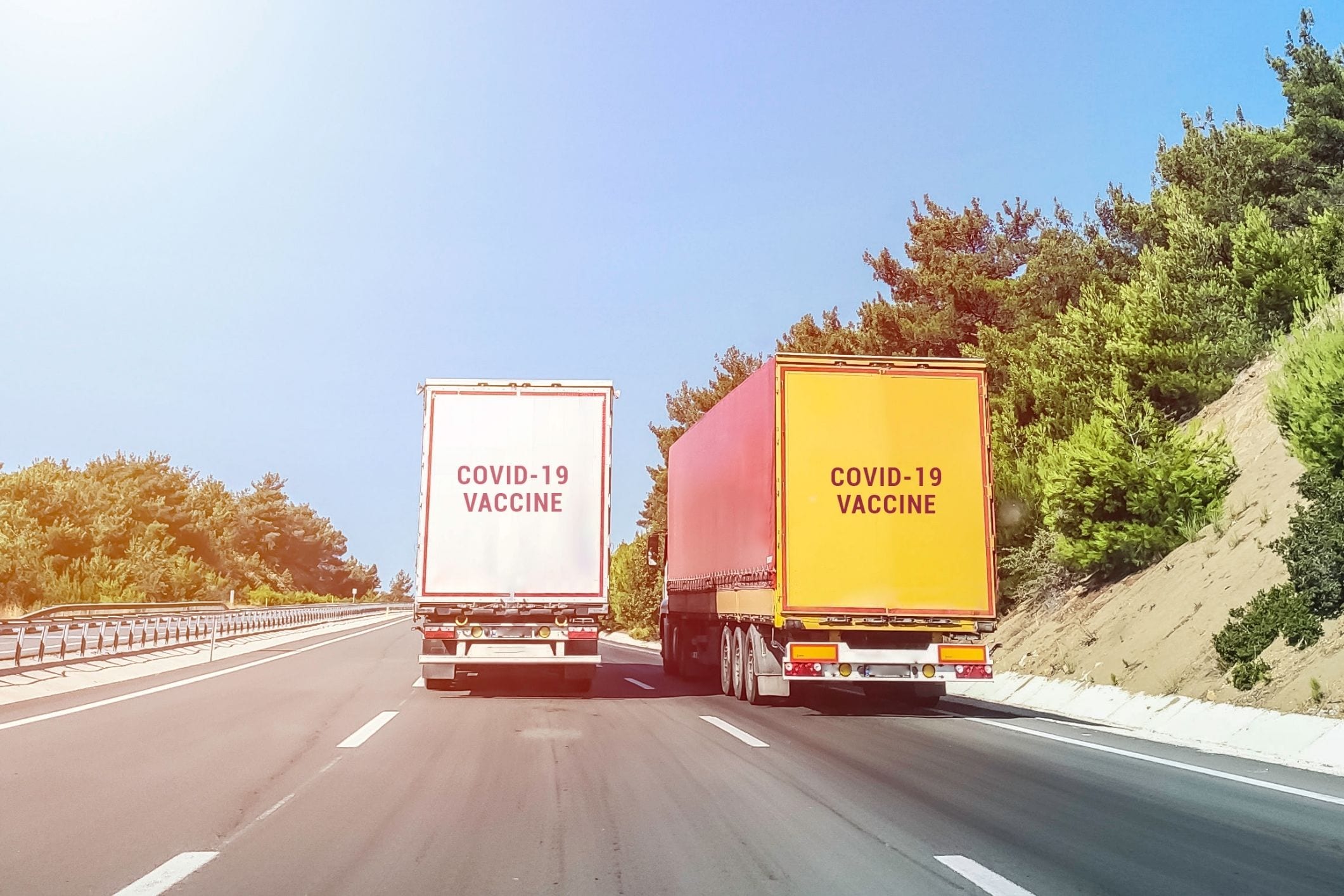 COVID-19 vaccine delivery trucks