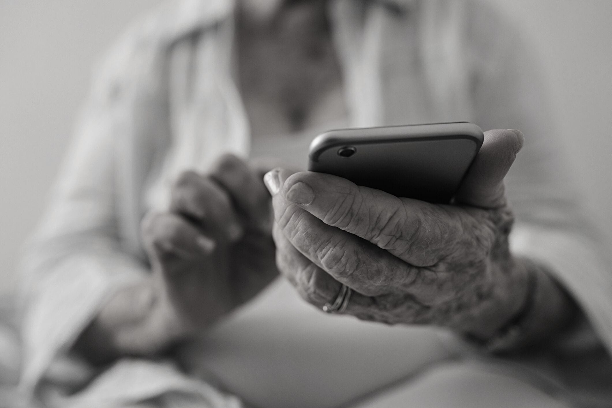 Elderly woman mobile phone