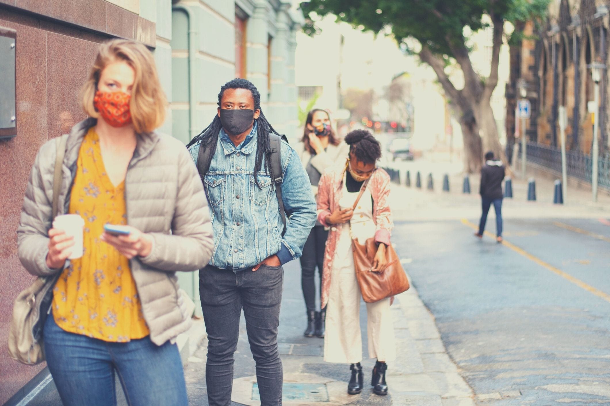 People wearing masks in public