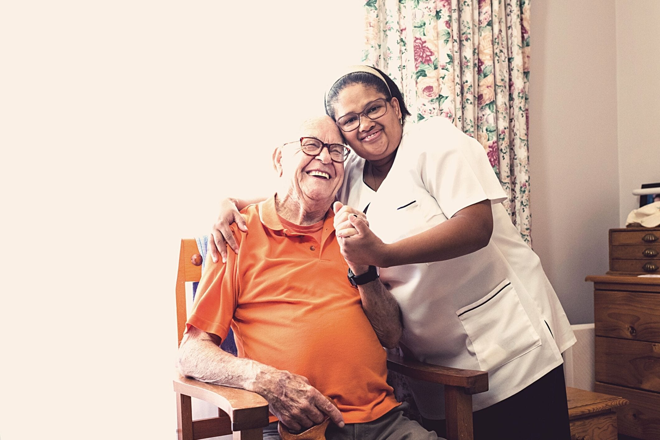 Senior man with carer