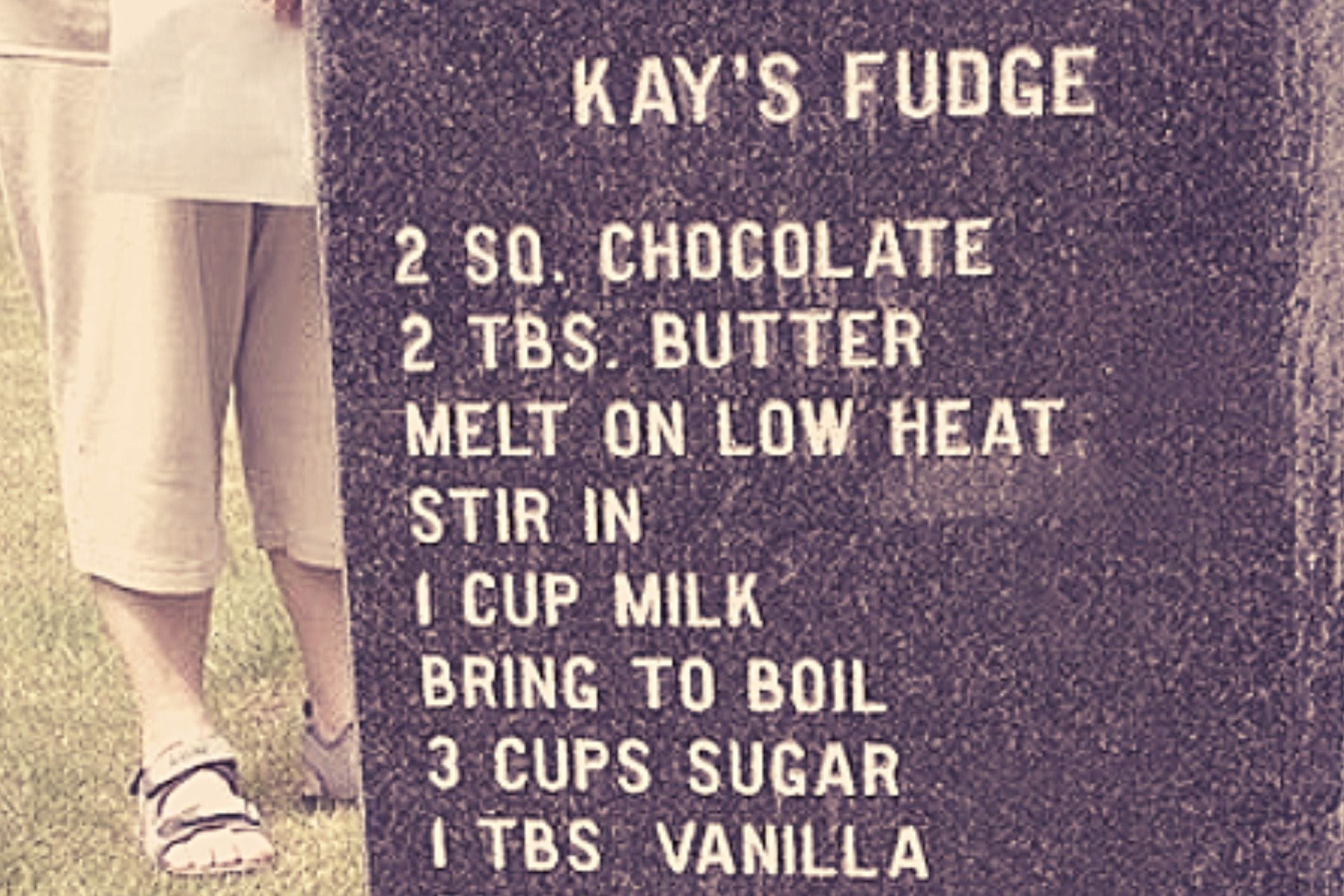 Grandmother’s fudge recipe engraved on headstone “Wherever she goes