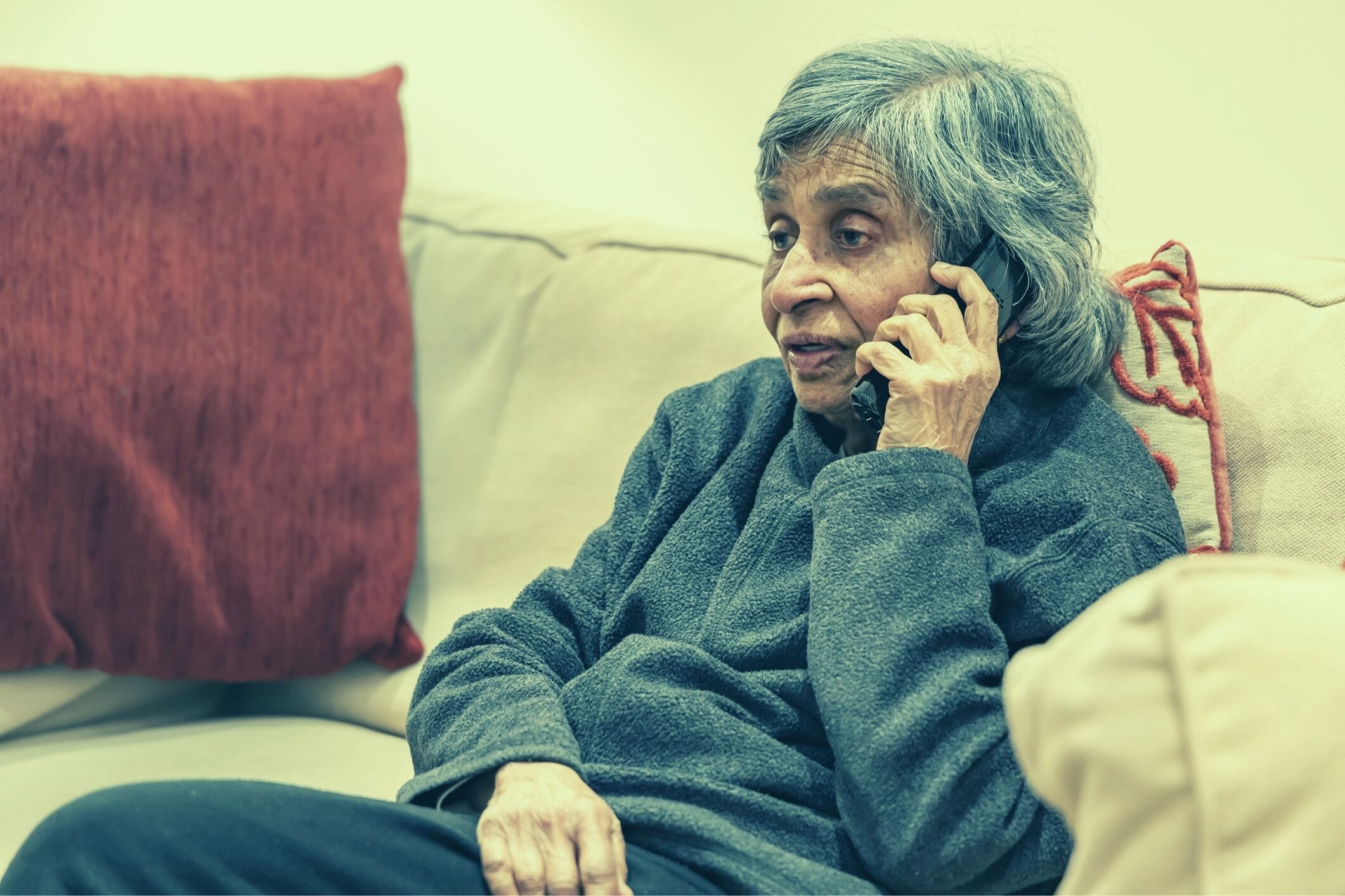 Elderly woman on phone
