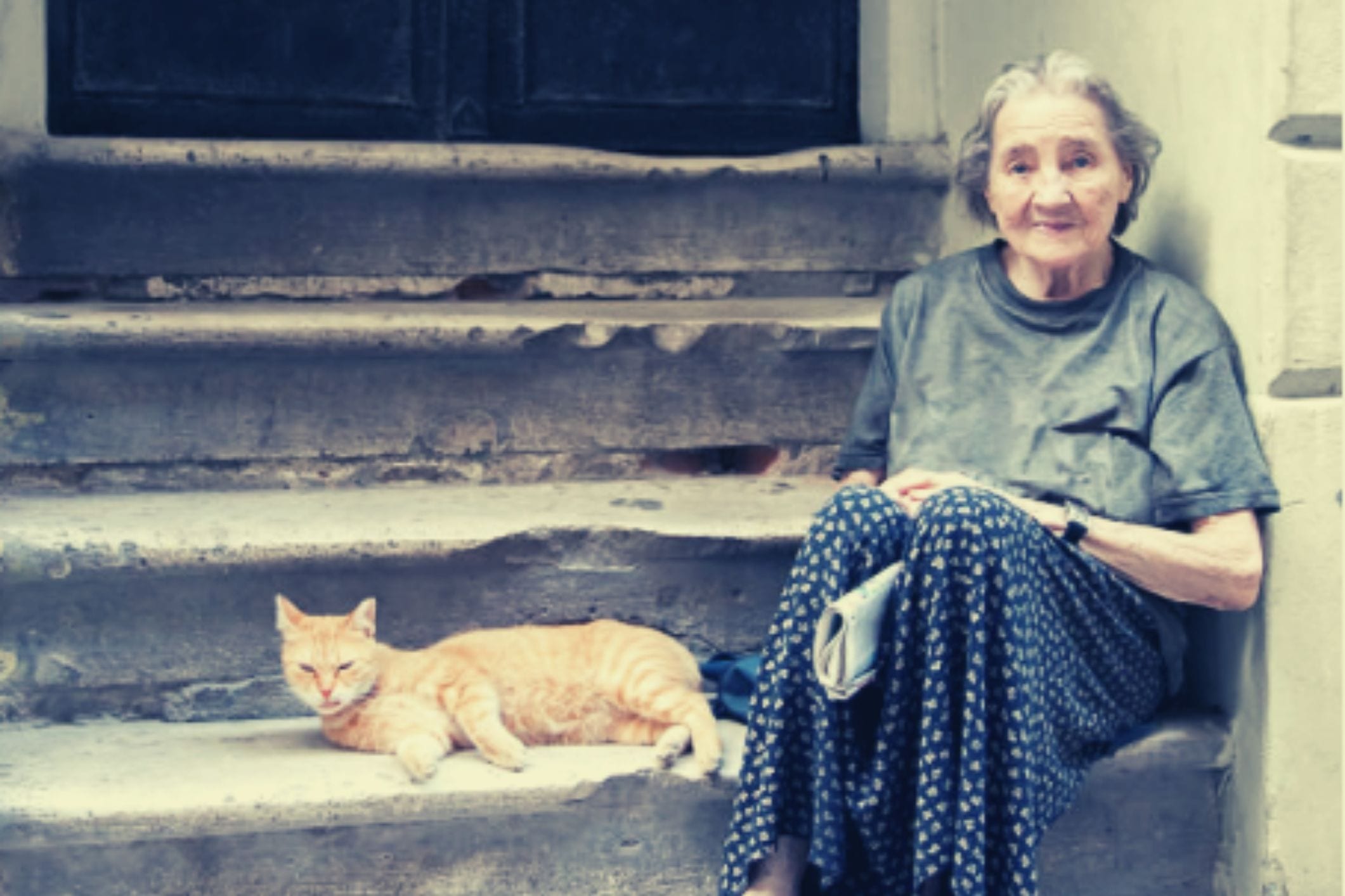 Homeless older woman