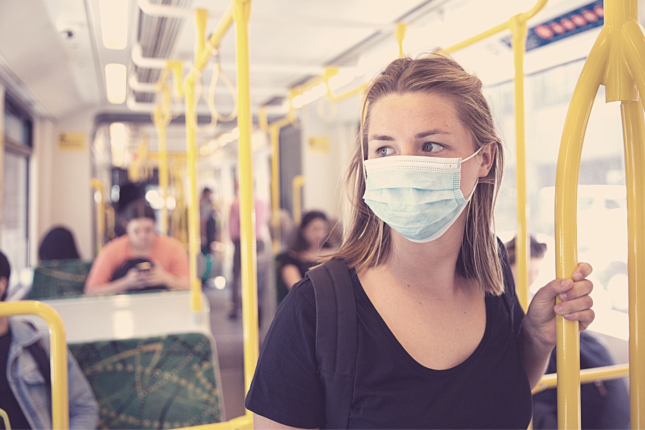 Woman mask public transport