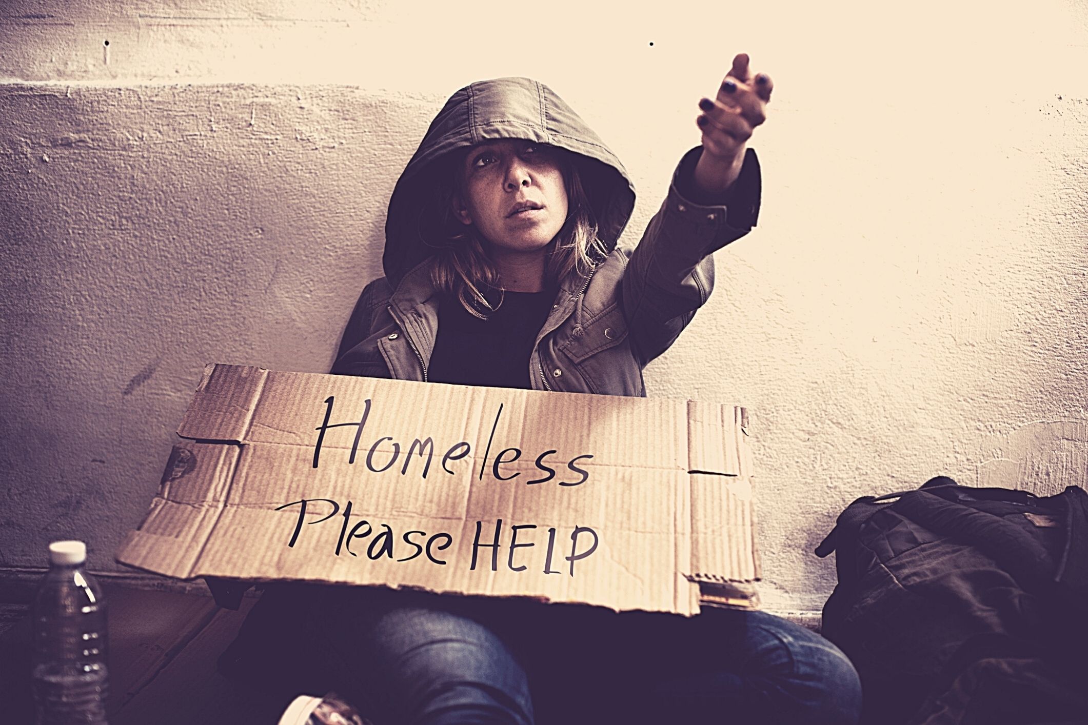 Homeless woman