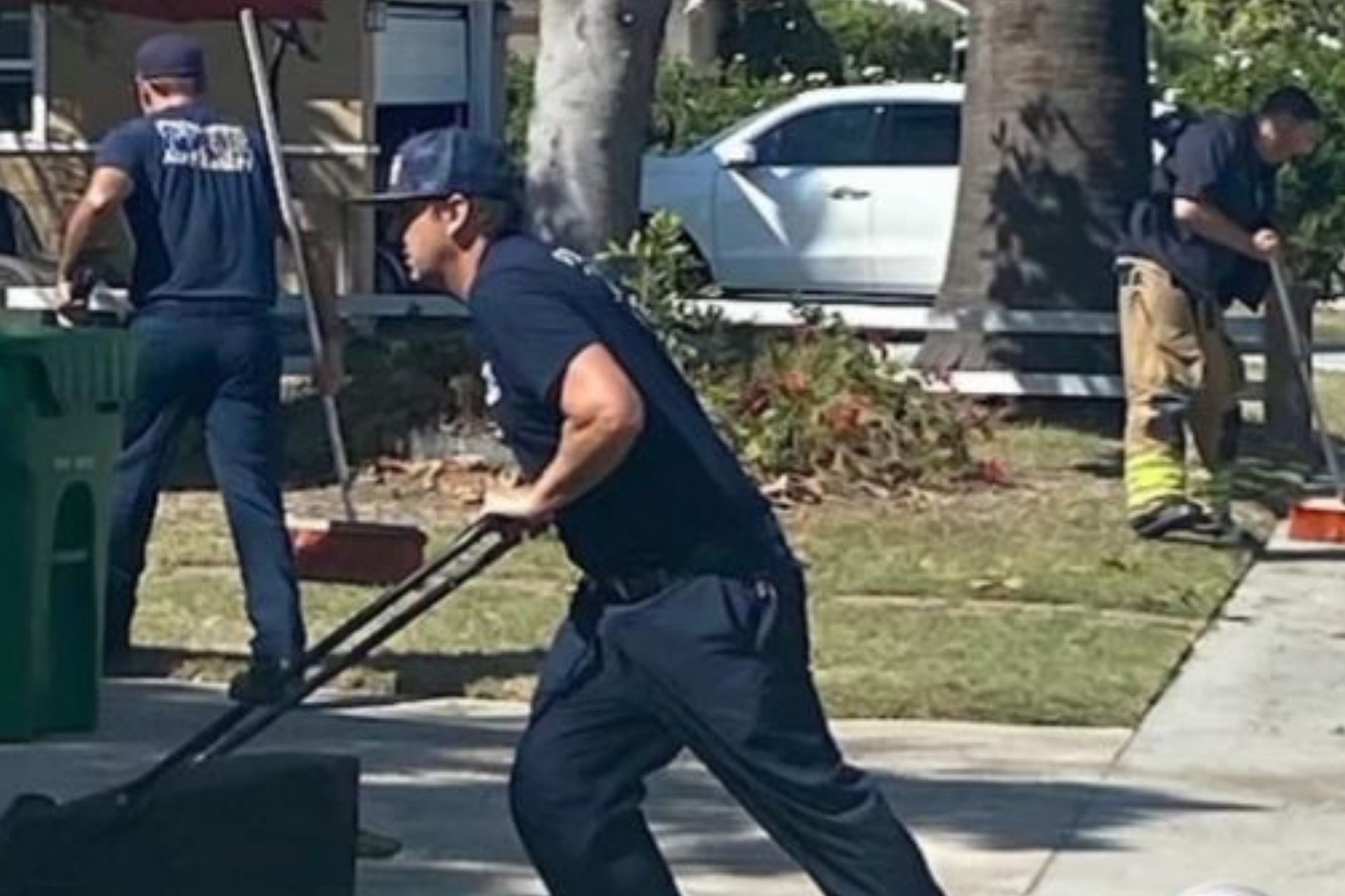 Firefighters complete yard work for elderly man who collapsed while mowing the lawn