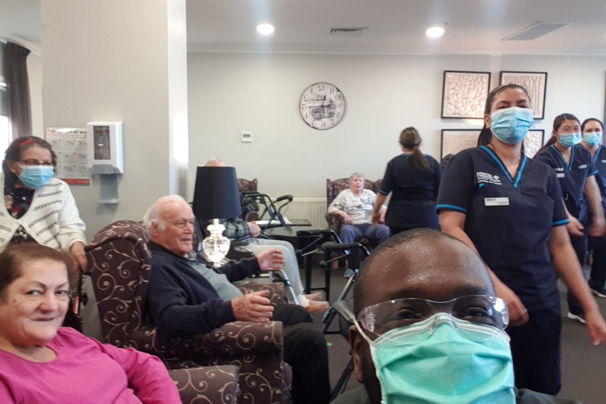 Guy-Robert spending time with residents