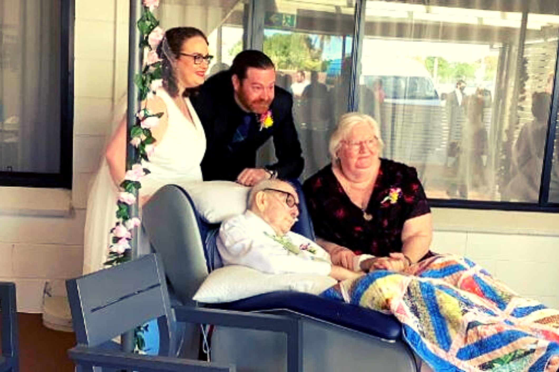Groom gets married in aged care home where his father and grandmother are residents