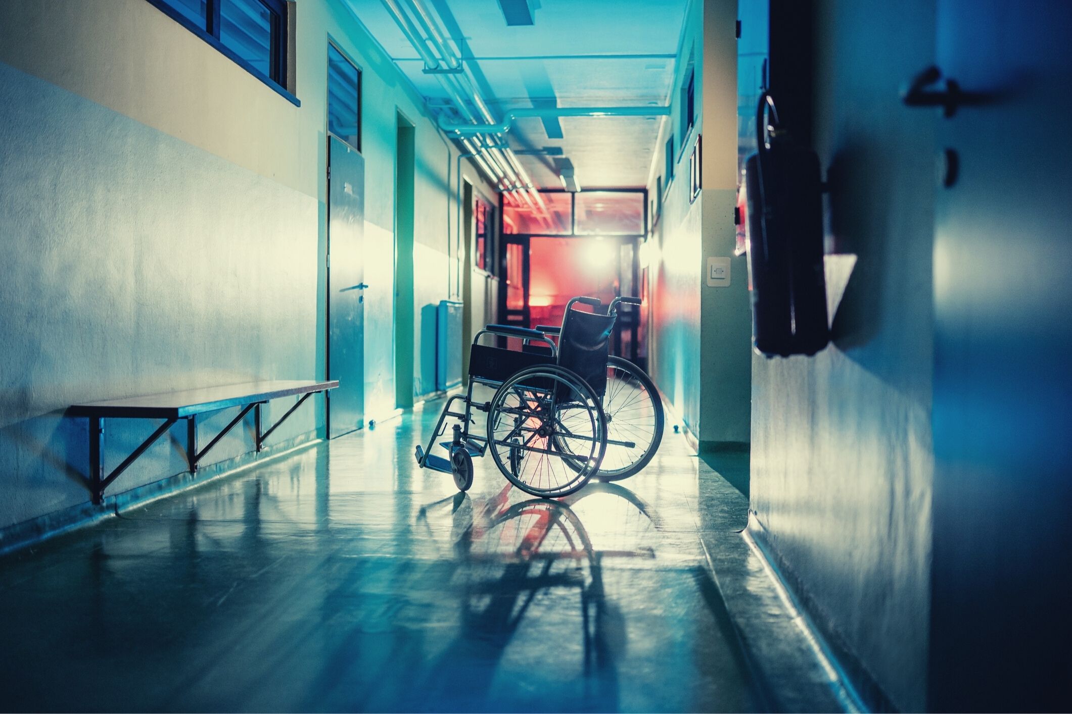 Wheelchair corridor night