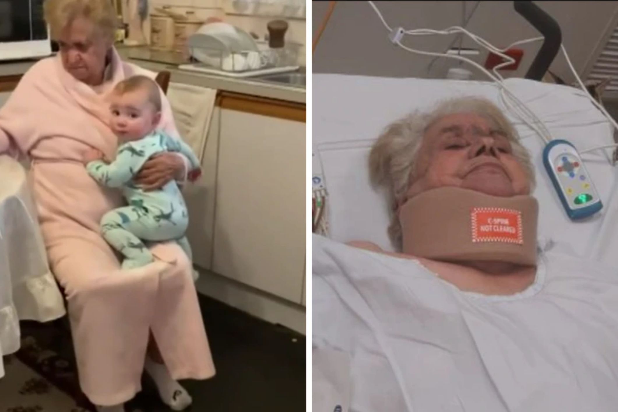 Heroic great-grandma threw herself in front of falling ceiling to protect great-grandson