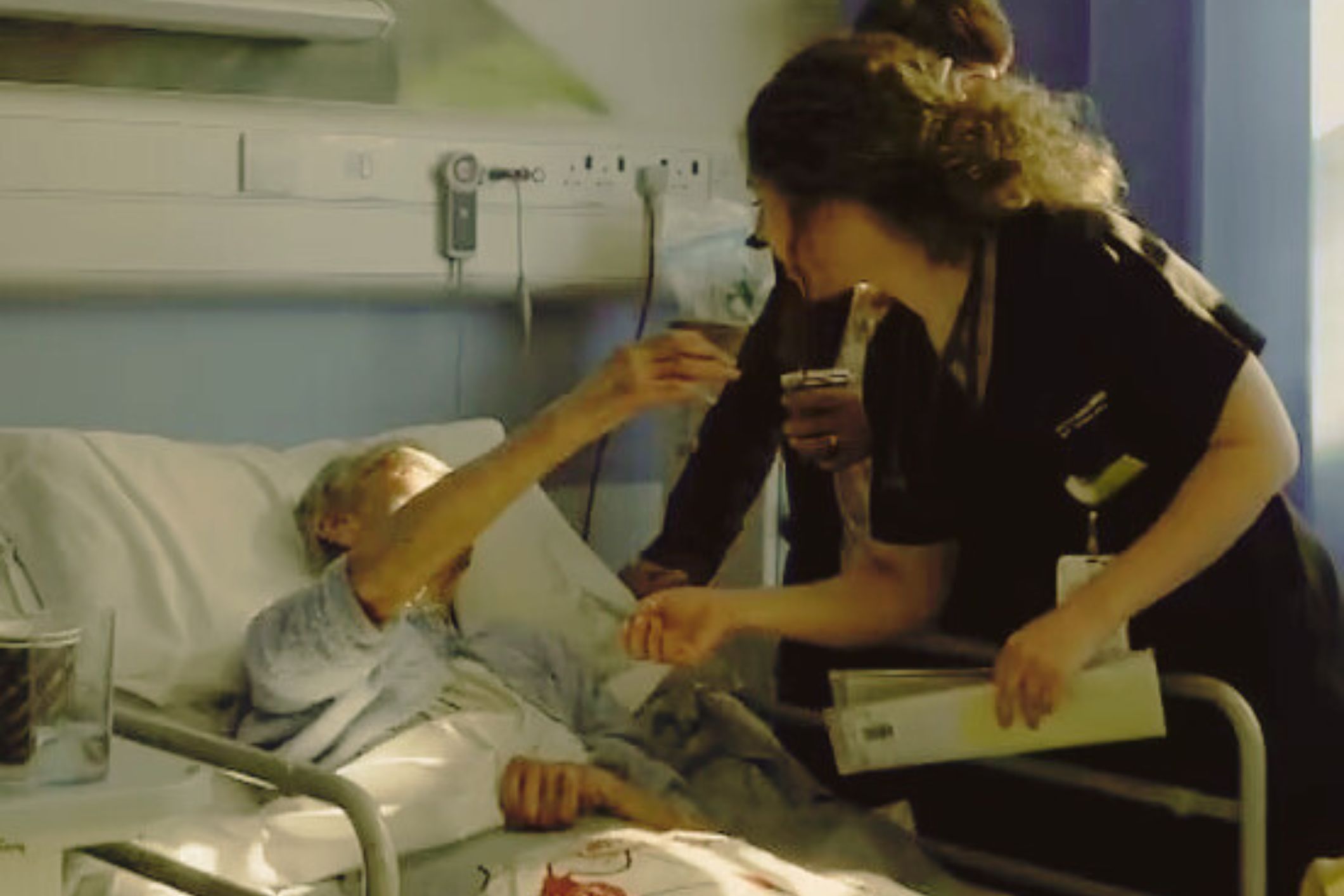 Grandmother swells with pride when treated by her granddaughter in hospital