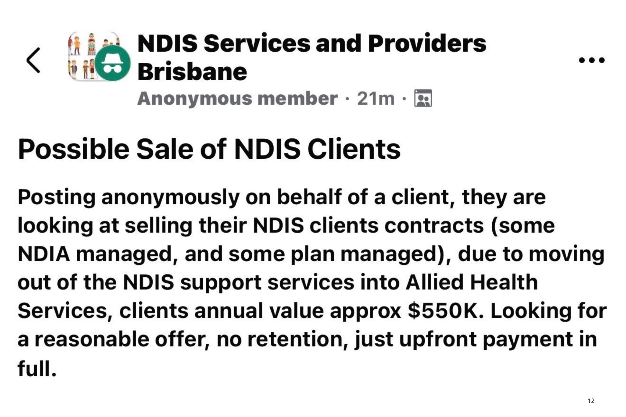 NDIS providers selling participant contracts online